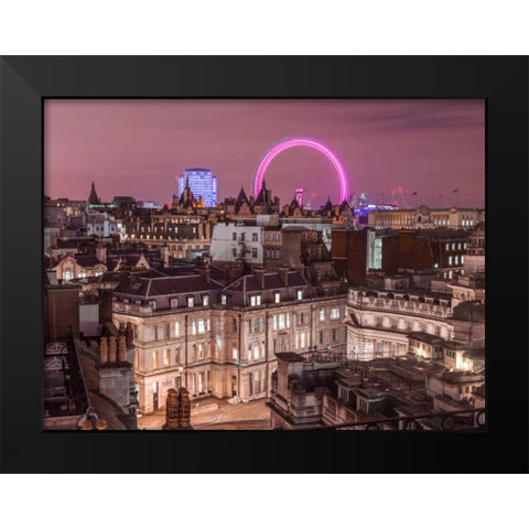 View of London city in evening Black Modern Wood Framed Art Print by Frank, Assaf
