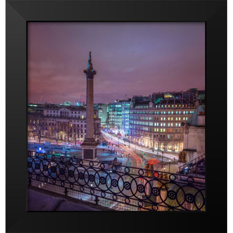 Evening view of Trafalgar Square, London, UK Black Modern Wood Framed Art Print by Frank, Assaf