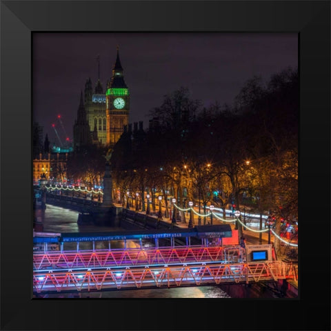 Evening view of Big Ben, London, UK Black Modern Wood Framed Art Print by Frank, Assaf