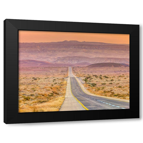Highway through desert Black Modern Wood Framed Art Print by Frank, Assaf