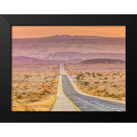 Highway through desert Black Modern Wood Framed Art Print by Frank, Assaf