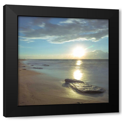 Tranquil beach Black Modern Wood Framed Art Print with Double Matting by Frank, Assaf