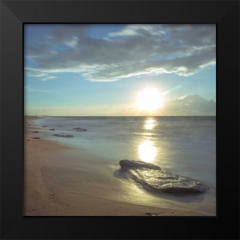 Tranquil beach Black Modern Wood Framed Art Print by Frank, Assaf