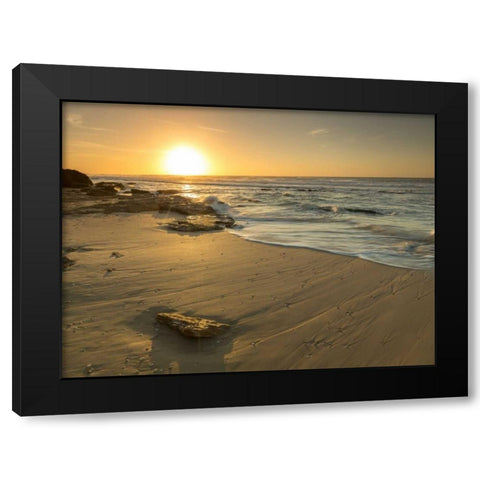 Golden sunset on beach Black Modern Wood Framed Art Print with Double Matting by Frank, Assaf