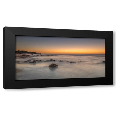 Sunset on rocky beach with colorful sky Black Modern Wood Framed Art Print with Double Matting by Frank, Assaf