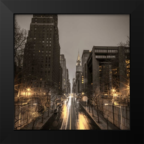 New York city skyline with Chrysler Building in background Black Modern Wood Framed Art Print by Frank, Assaf