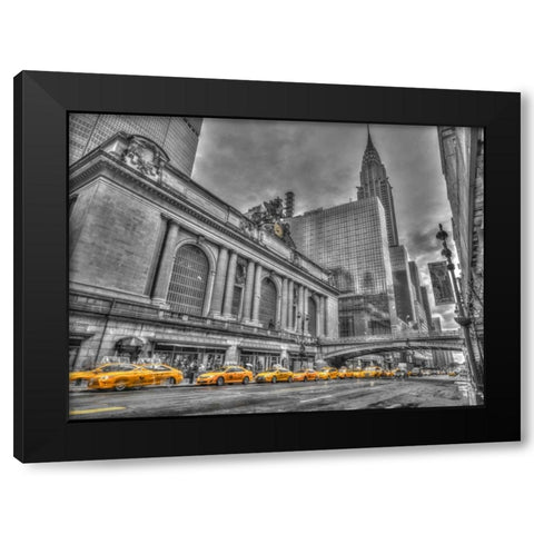 Cab on New York city street Black Modern Wood Framed Art Print with Double Matting by Frank, Assaf