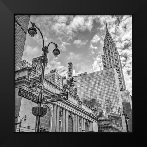 New York city scape with Chrysler Building Black Modern Wood Framed Art Print by Frank, Assaf