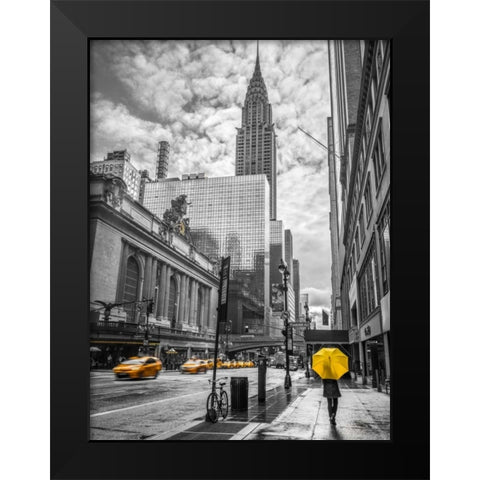 New York city scape with Chrysler Building, FTBR-1841 Black Modern Wood Framed Art Print by Frank, Assaf