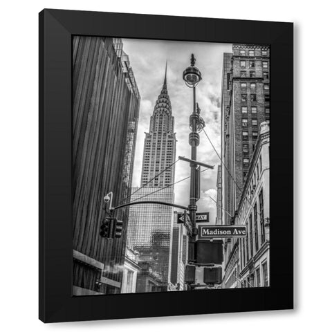 New York city scape with Chrysler Building Black Modern Wood Framed Art Print with Double Matting by Frank, Assaf
