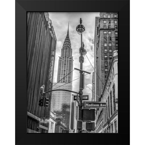New York city scape with Chrysler Building Black Modern Wood Framed Art Print by Frank, Assaf