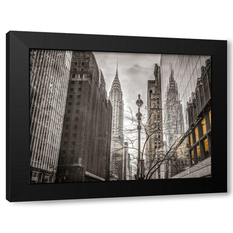 New York city scape with Chrysler Building Black Modern Wood Framed Art Print with Double Matting by Frank, Assaf