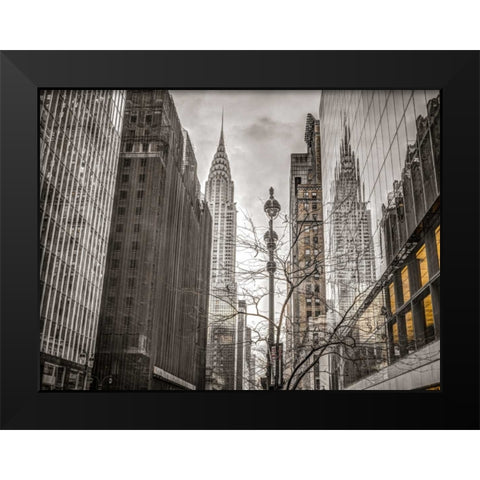 New York city scape with Chrysler Building Black Modern Wood Framed Art Print by Frank, Assaf