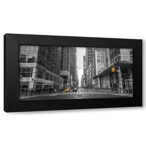 Cab on New York city street Black Modern Wood Framed Art Print with Double Matting by Frank, Assaf