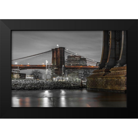 Brooklyn Bridge-New York Black Modern Wood Framed Art Print by Frank, Assaf