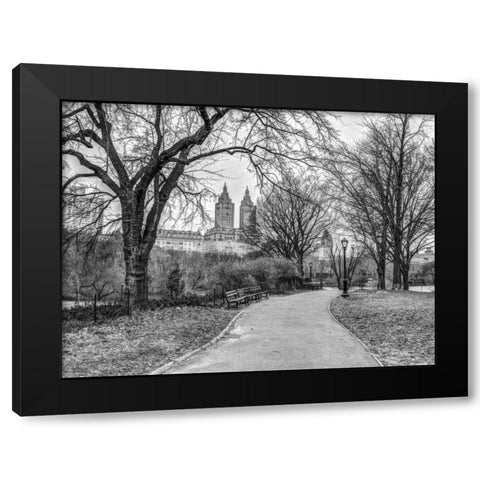 Central park with Manhattan skyline, New York Black Modern Wood Framed Art Print with Double Matting by Frank, Assaf