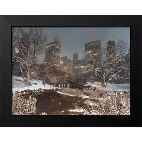 Central park with Manhattan skyline, New York Black Modern Wood Framed Art Print by Frank, Assaf