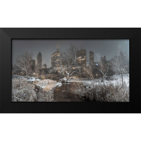 Central park with Manhattan skyline, New York Black Modern Wood Framed Art Print by Frank, Assaf