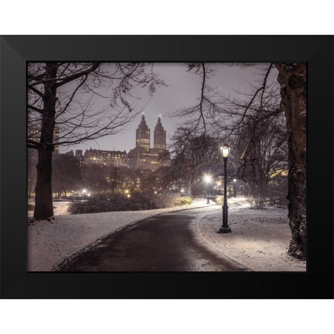Central park with Manhattan skyline, New York Black Modern Wood Framed Art Print by Frank, Assaf