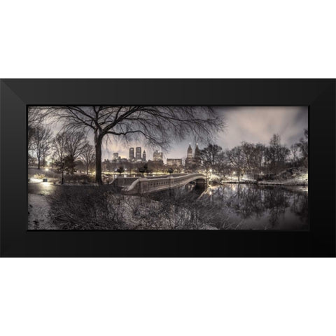 Central park with Manhattan skyline, New York Black Modern Wood Framed Art Print by Frank, Assaf