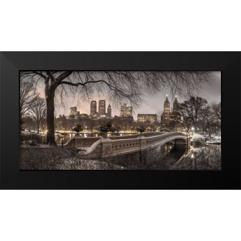 Central park with Manhattan skyline, New York Black Modern Wood Framed Art Print by Frank, Assaf