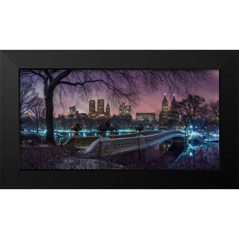 Central park with Manhattan skyline, New York Black Modern Wood Framed Art Print by Frank, Assaf