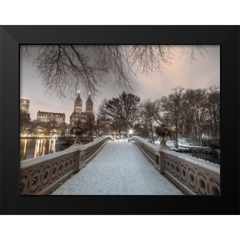 Central park with Manhattan skyline, New York Black Modern Wood Framed Art Print by Frank, Assaf