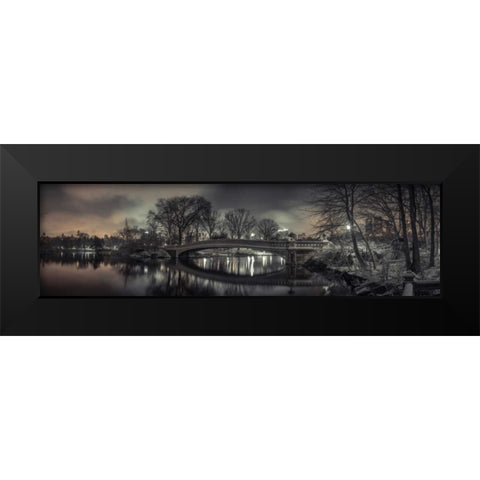 Central park with Manhattan skyline, New York Black Modern Wood Framed Art Print by Frank, Assaf