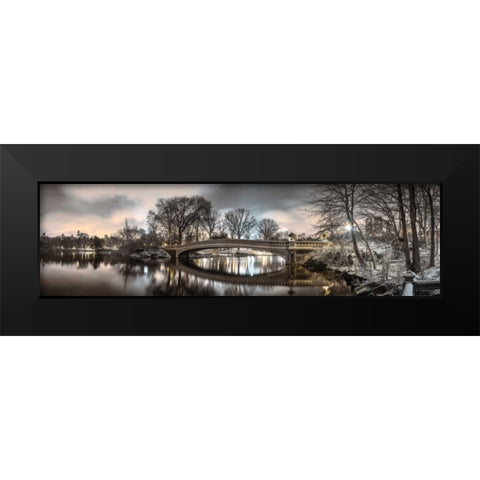 Central park with Manhattan skyline, New York Black Modern Wood Framed Art Print by Frank, Assaf