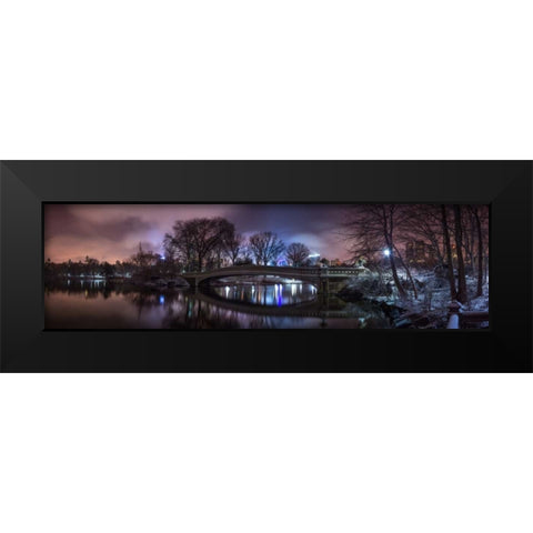 Central park with Manhattan skyline, New York Black Modern Wood Framed Art Print by Frank, Assaf