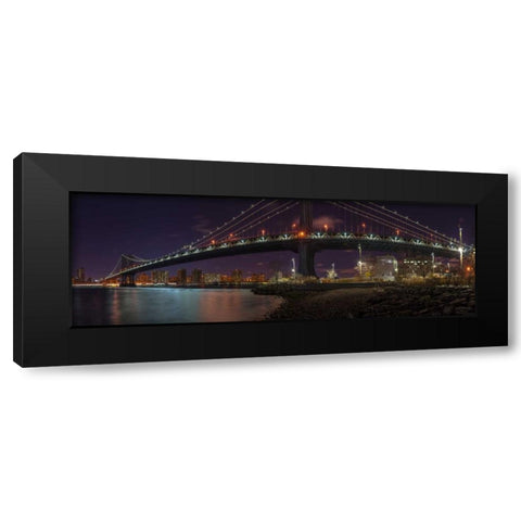 Manhattan bridge and Lower Manhattan skyline, New York Black Modern Wood Framed Art Print with Double Matting by Frank, Assaf
