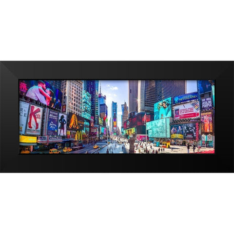 Times Square-New York City Black Modern Wood Framed Art Print by Frank, Assaf