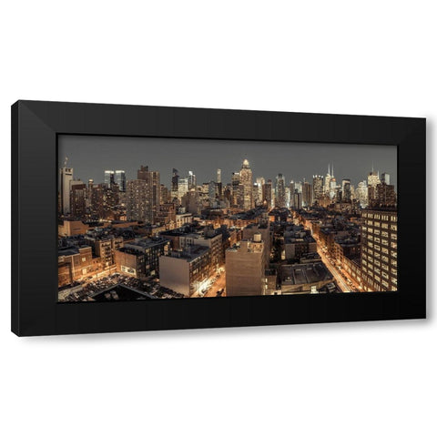 Lower Manhattan-New York Black Modern Wood Framed Art Print with Double Matting by Frank, Assaf