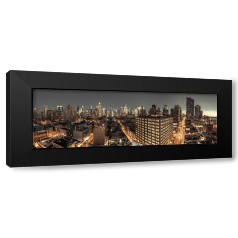 Lower Manhattan cityscape, New York Black Modern Wood Framed Art Print with Double Matting by Frank, Assaf
