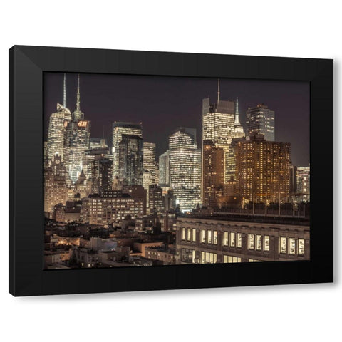 Lower Manhattan cityscape, New York Black Modern Wood Framed Art Print by Frank, Assaf