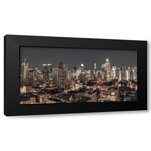 Lower Manhattan cityscape, New York Black Modern Wood Framed Art Print with Double Matting by Frank, Assaf