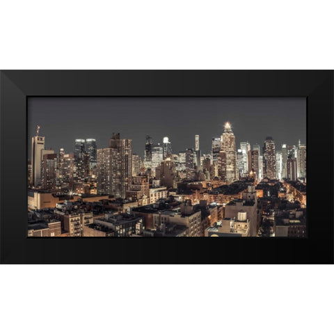 Lower Manhattan cityscape, New York Black Modern Wood Framed Art Print by Frank, Assaf