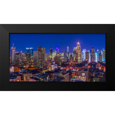 Lower Manhattan cityscape, New York Black Modern Wood Framed Art Print by Frank, Assaf