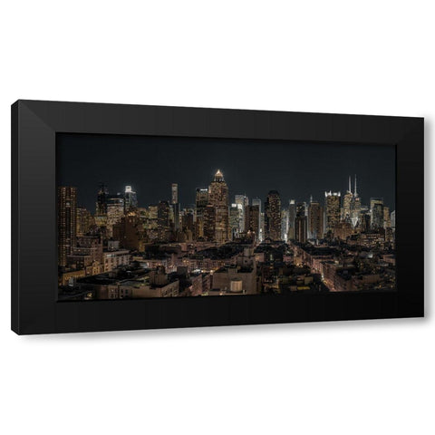 Lower Manhattan-New York Black Modern Wood Framed Art Print with Double Matting by Frank, Assaf