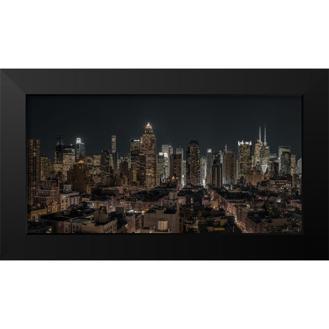 Lower Manhattan-New York Black Modern Wood Framed Art Print by Frank, Assaf