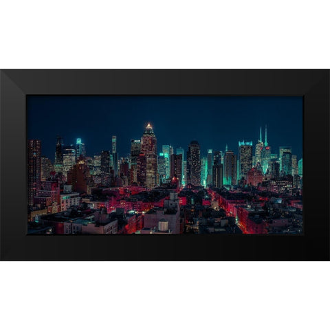 Lower Manhattan-New York Black Modern Wood Framed Art Print by Frank, Assaf