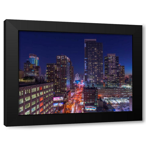 Lower Manhattan cityscape, New York Black Modern Wood Framed Art Print by Frank, Assaf