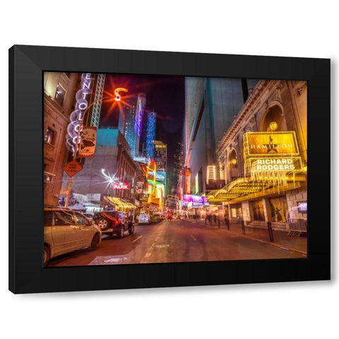 New York city stret in night Black Modern Wood Framed Art Print by Frank, Assaf