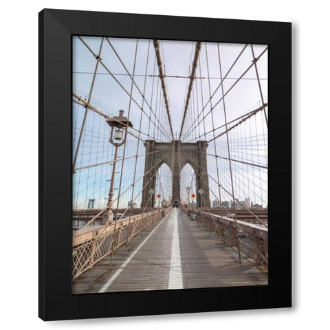 Brooklyn bridge, New York Black Modern Wood Framed Art Print with Double Matting by Frank, Assaf