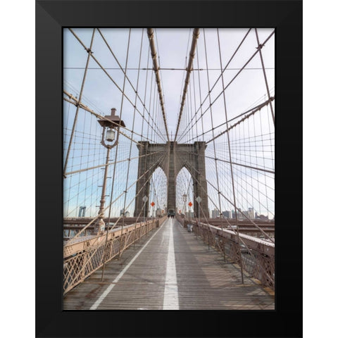 Brooklyn bridge, New York Black Modern Wood Framed Art Print by Frank, Assaf