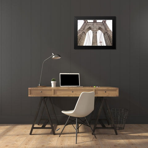 Brooklyn bridge, New York Black Modern Wood Framed Art Print by Frank, Assaf