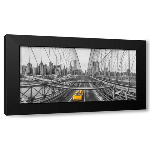 Brooklyn bridge, New York Black Modern Wood Framed Art Print with Double Matting by Frank, Assaf