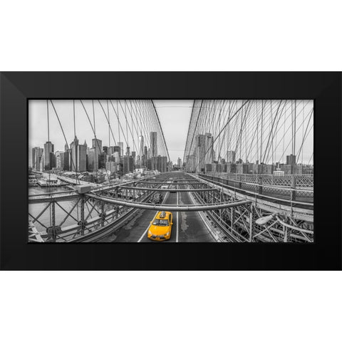 Brooklyn bridge, New York Black Modern Wood Framed Art Print by Frank, Assaf