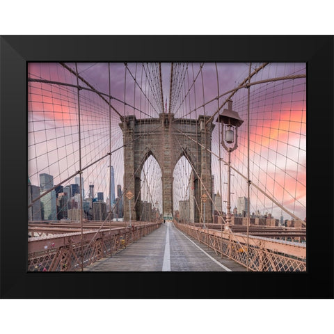 Brooklyn bridge, New York Black Modern Wood Framed Art Print by Frank, Assaf