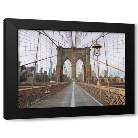 Brooklyn bridge, New York Black Modern Wood Framed Art Print with Double Matting by Frank, Assaf